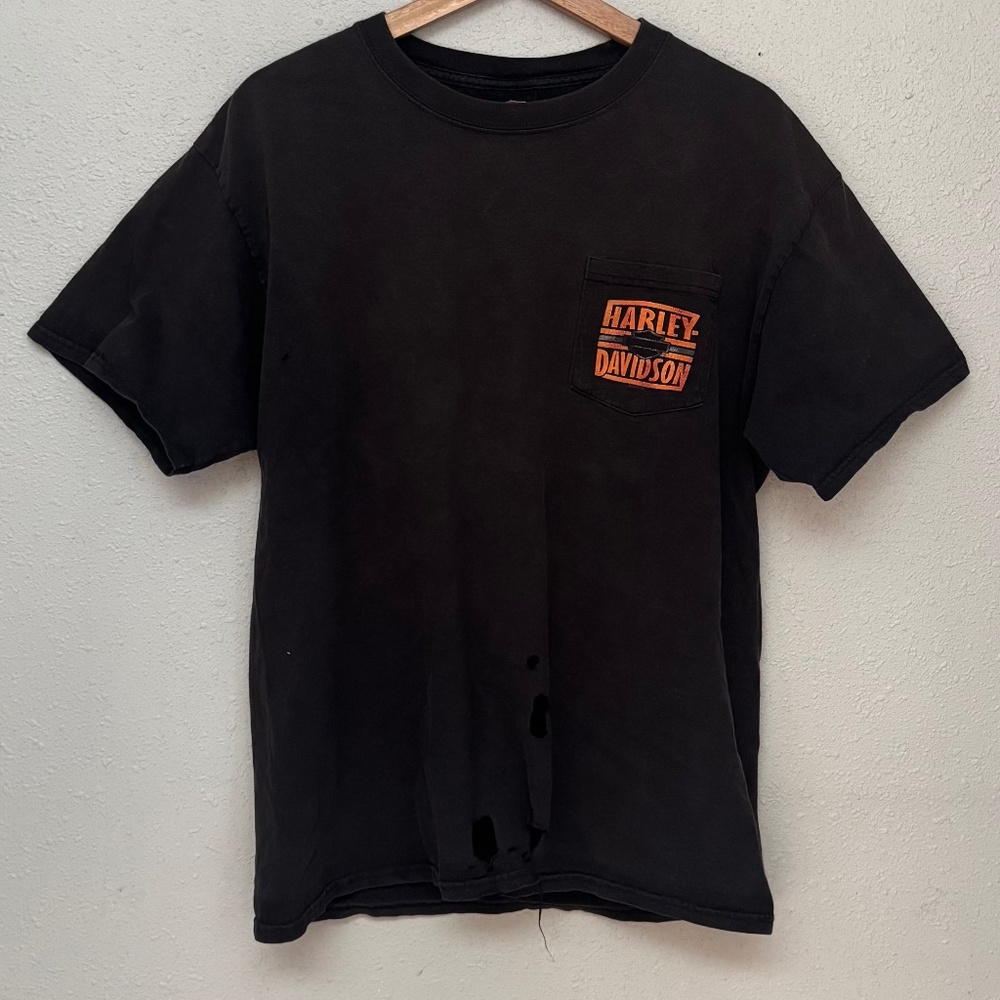 Vintage Distressed Faded Harley Davidson Pocket T-Shirt